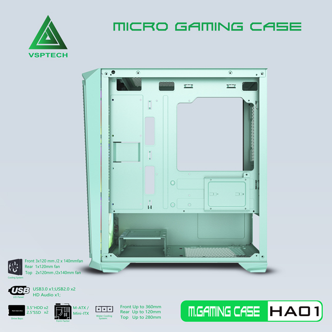 CASE VSPTECH GAMING HA01 (PINK/GREEN)